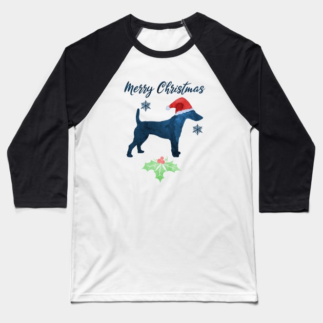 Christmas Fox Terrier Dog Baseball T-Shirt by TheJollyMarten